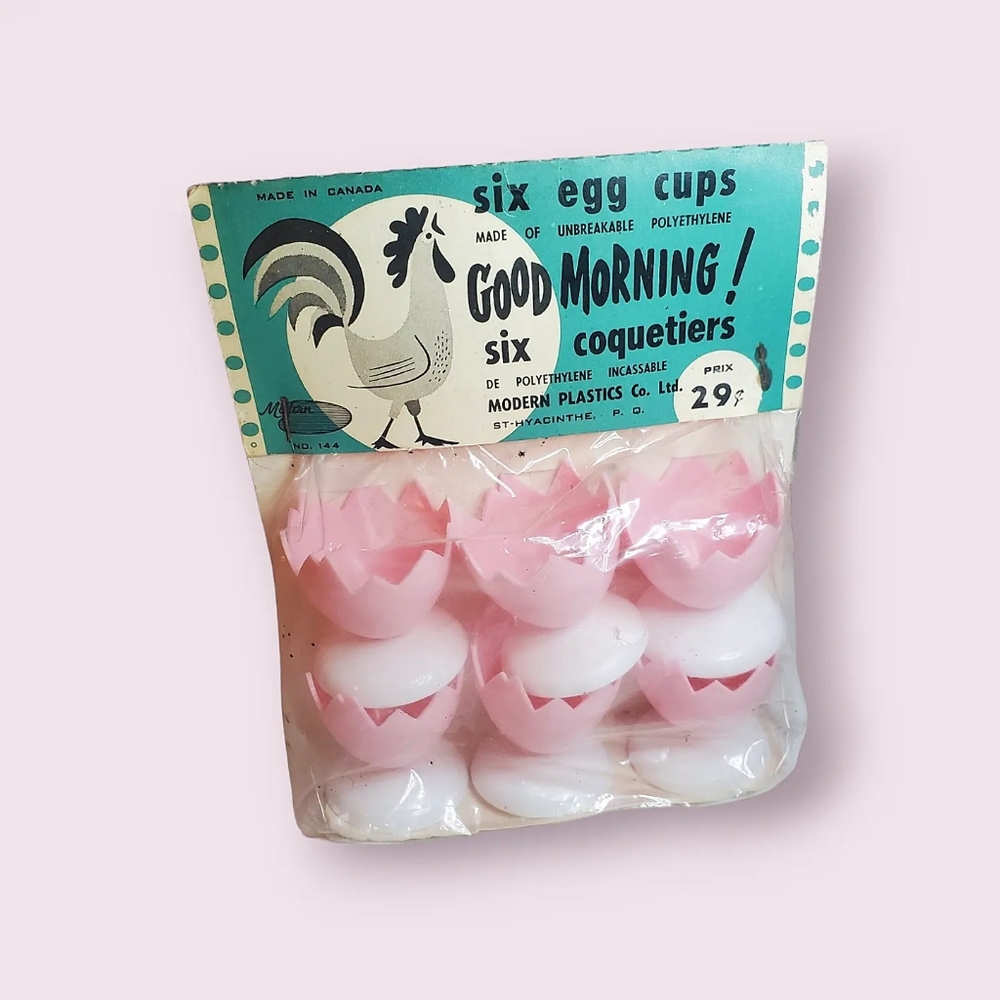 Vintage plastic egg cups in original packaging